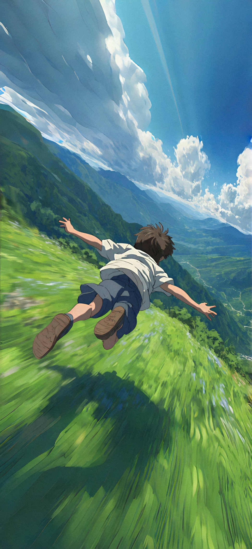 翱翔天空的男孩 4K竖屏高清手机壁纸（1885x4096）下载