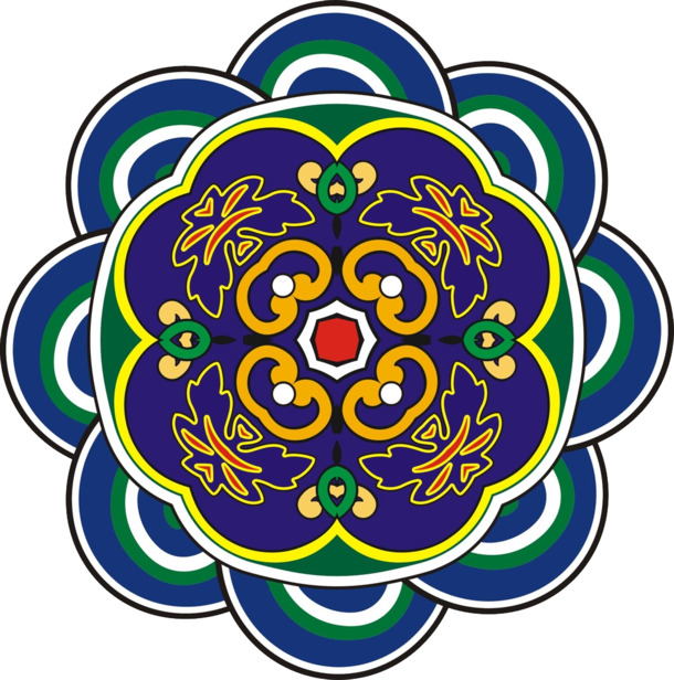 高清透明花瓣形唐卡装饰花纹PNG设计素材下载