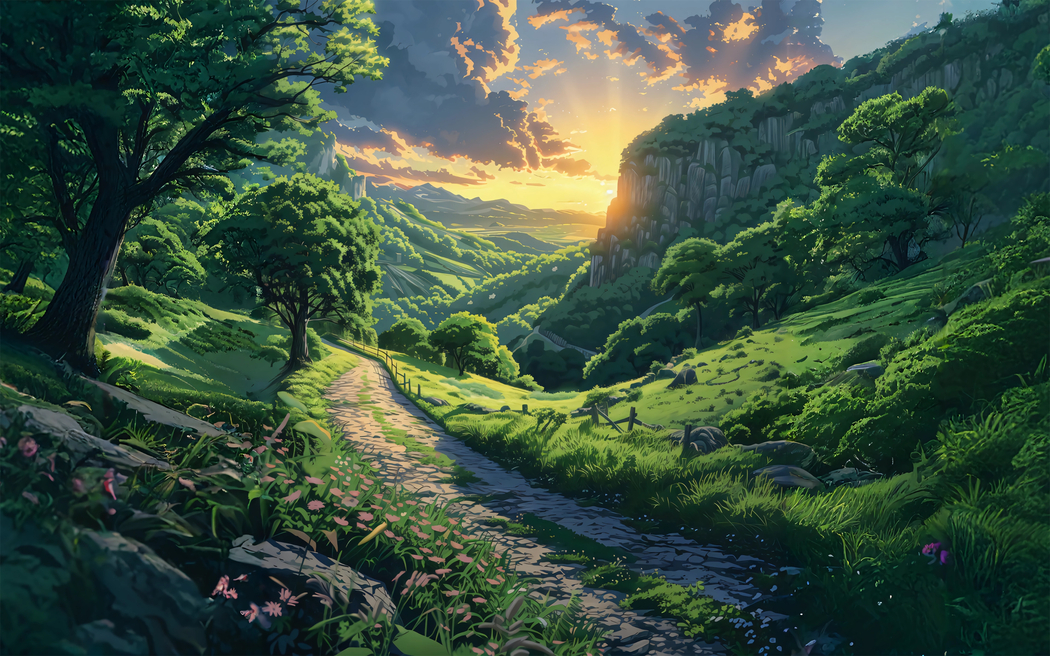翠谷幽径，4K高清绿色树林小路风景壁纸3840x2400下载