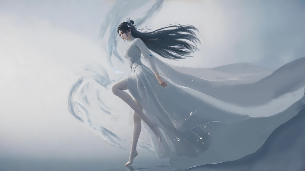 云韵身着唯美长裙的4K高清动漫壁纸（3840x2160）下载
