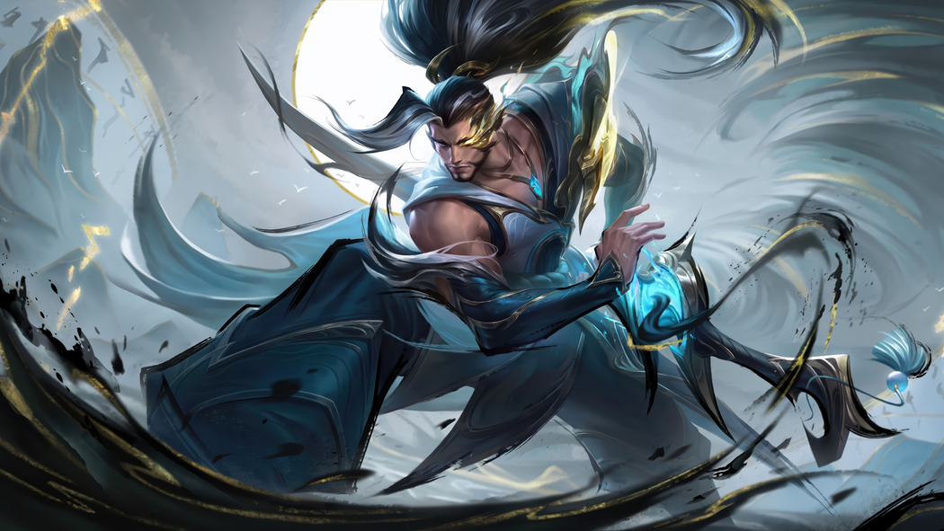 LOL手游英雄联盟，亚索御风墨影原画，8K/4K高清游戏壁纸7680x4320下载