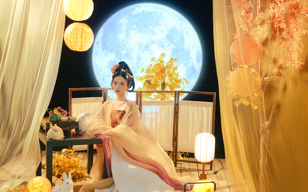 中秋古韵美图，张婕婕4K高清壁纸（3840x2400）免费下载