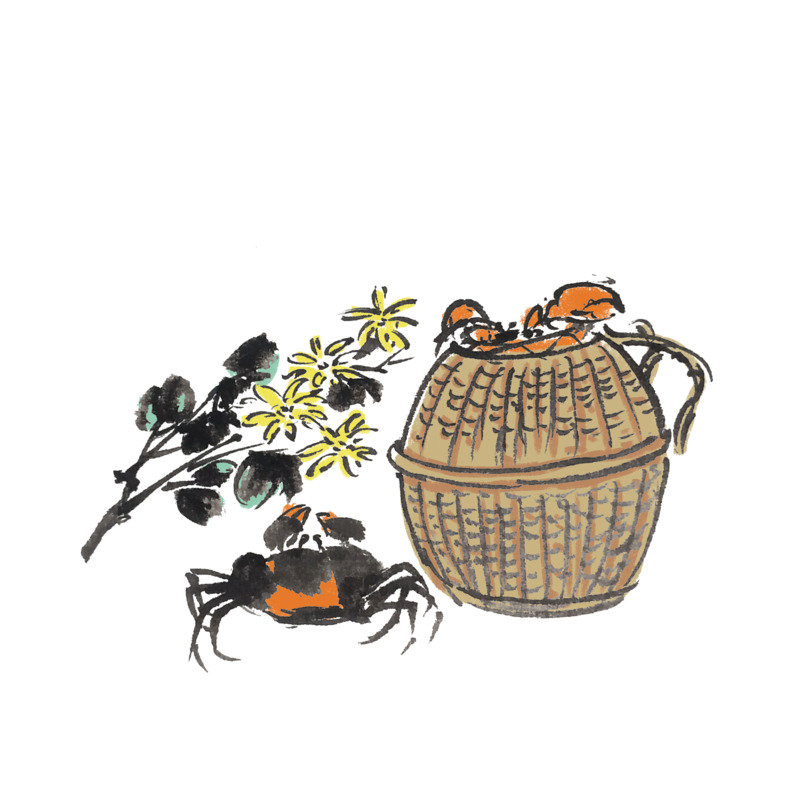 高清手绘蟹笼螃蟹PNG透明背景图，动植物动物设计素材免费下载