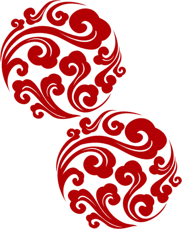 中秋中国风设计素材-高清透明PNG红色圆形祥云纹饰装饰元素下载