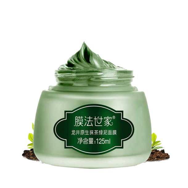 膜法世家龙井抹茶绿泥面膜素材，高清透明PNG装饰图案设计下载