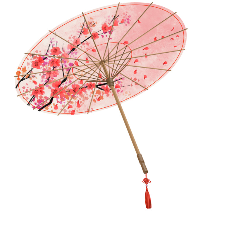 高清透明PNG格式唯美古风手绘油纸伞及卡通元素设计素材下载