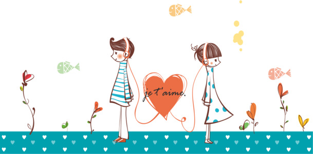 情人节情侣背对背高清透明PNG图片设计素材下载