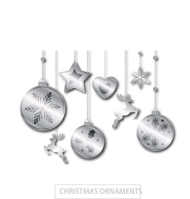 高清透明PNG银色圣诞卡及AI格式节日设计素材下载