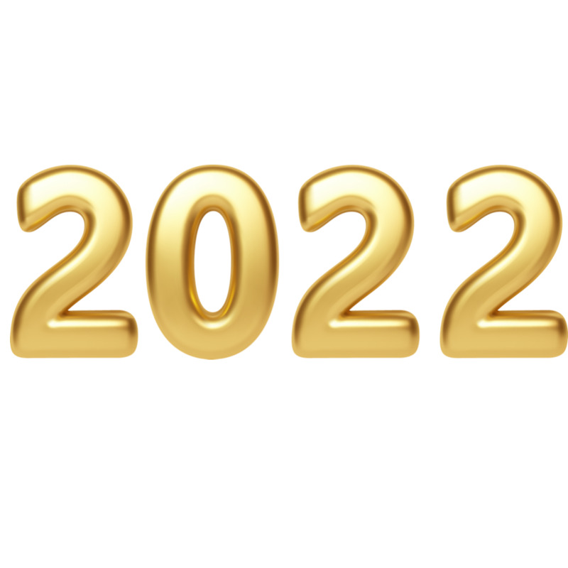 2022新年立体金色高清PNG透明免扣字体与图片设计素材下载