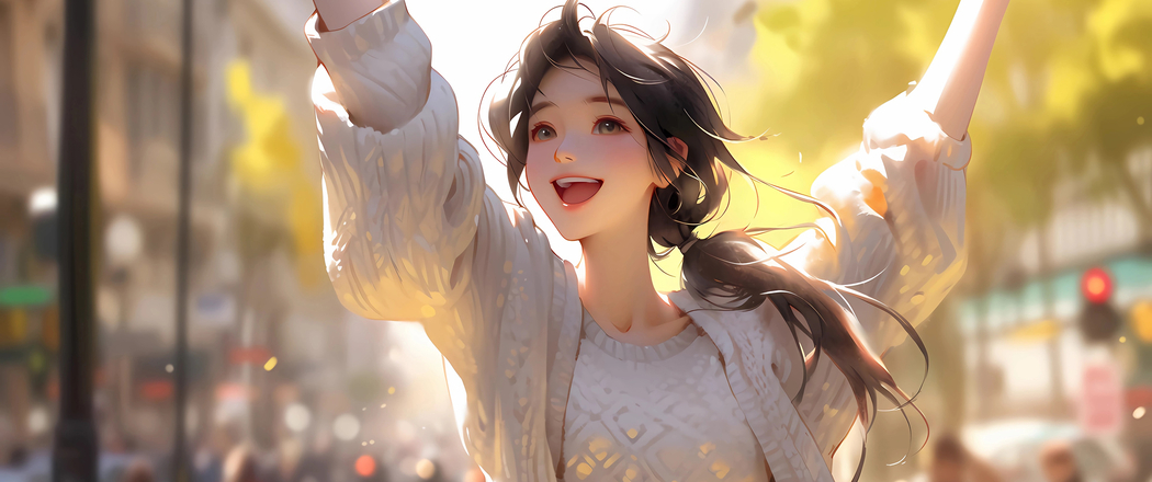 4K高清3440x1440带鱼屏动漫壁纸，秋天里的可爱女孩下载