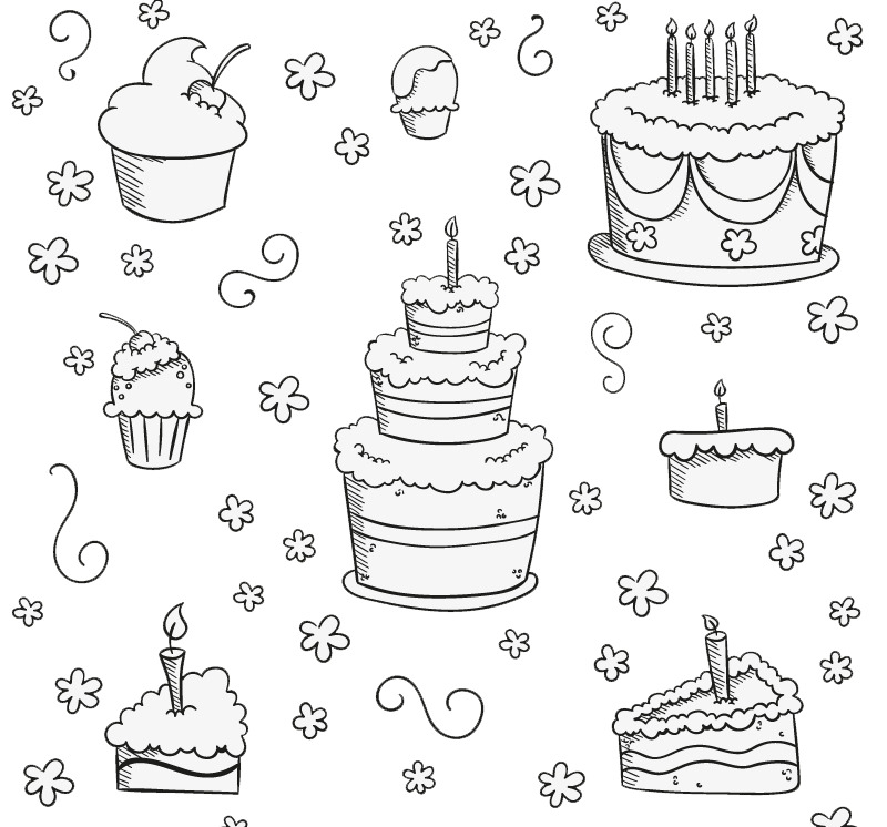 高清透明手绘蛋糕背景矢量PNG素材，免扣设计元素图片下载