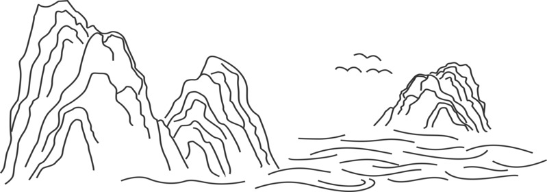 高清透明PNG手绘卡通素描山河元素设计素材下载