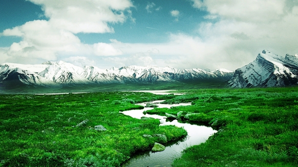 冰川雪山绿草地高清透明PNG摄影素材，风景设计背景图下载