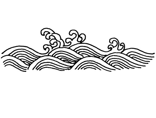 高清透明大海波浪与彩带漂浮元素设计素材PNG图片下载