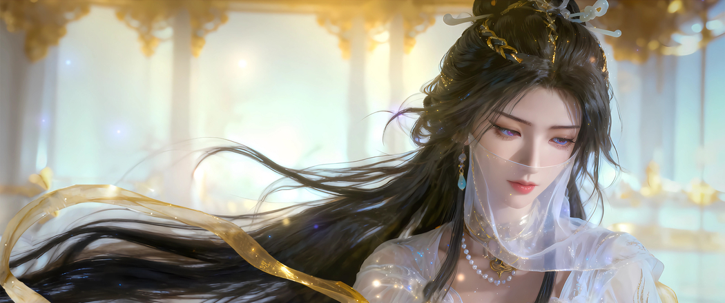 《凡人修仙传》紫灵仙子冰清玉洁，4K高清3440x1440带鱼屏动漫壁纸下载