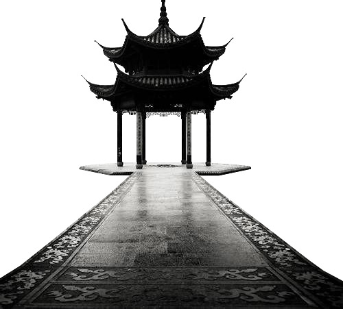 中国风高清透明PNG装饰素材，黑色亭子建筑图片设计下载