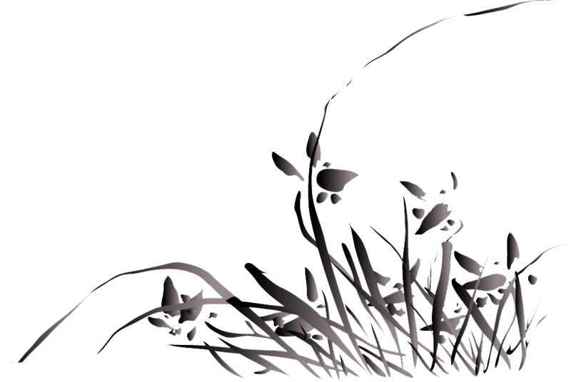 高清透明兰草国画PNG图片，植物装饰设计素材免费下载