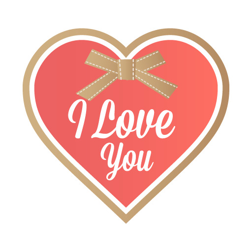 情人节心形iloveyou图标高清透明PNG素材下载