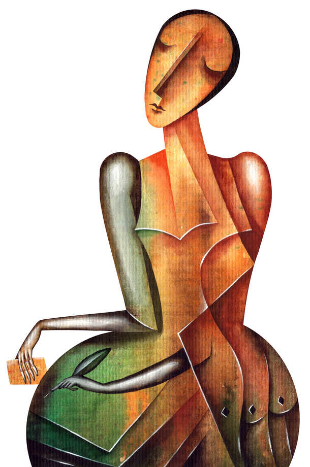 高清透明背景印象派女性油画PNG设计素材底纹下载