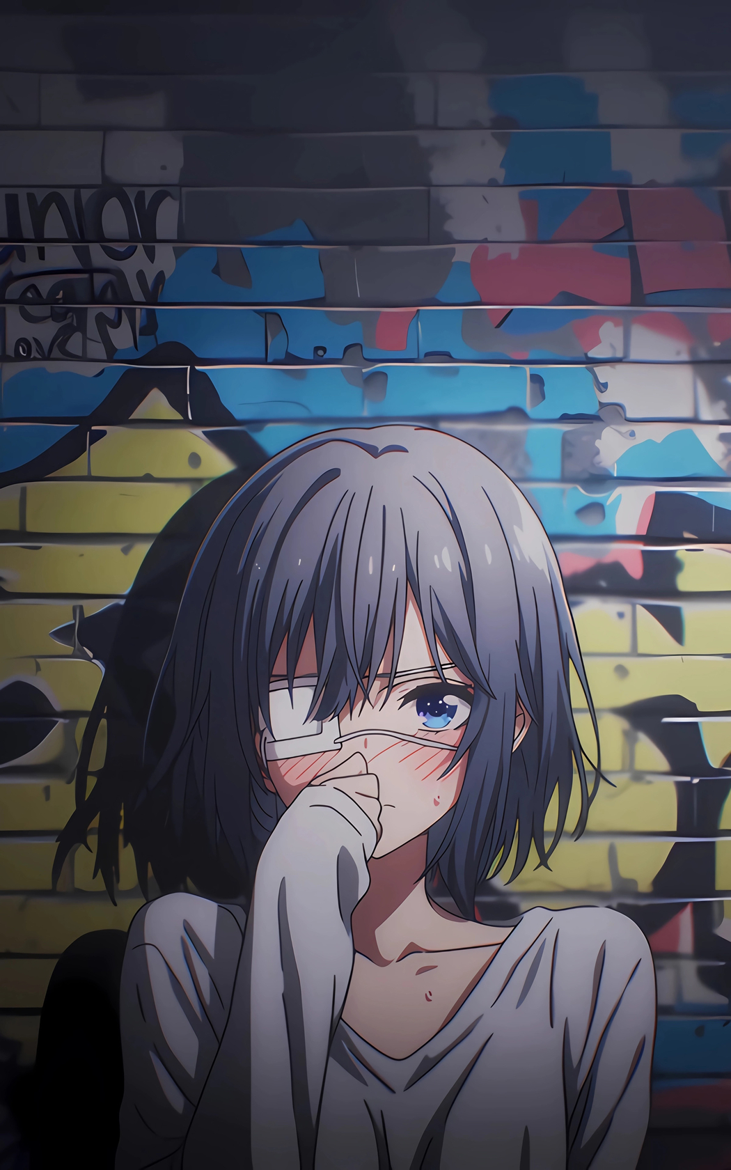 高清4K竖屏，小鸟游六花涂鸦墙手机壁纸2400x3840下载