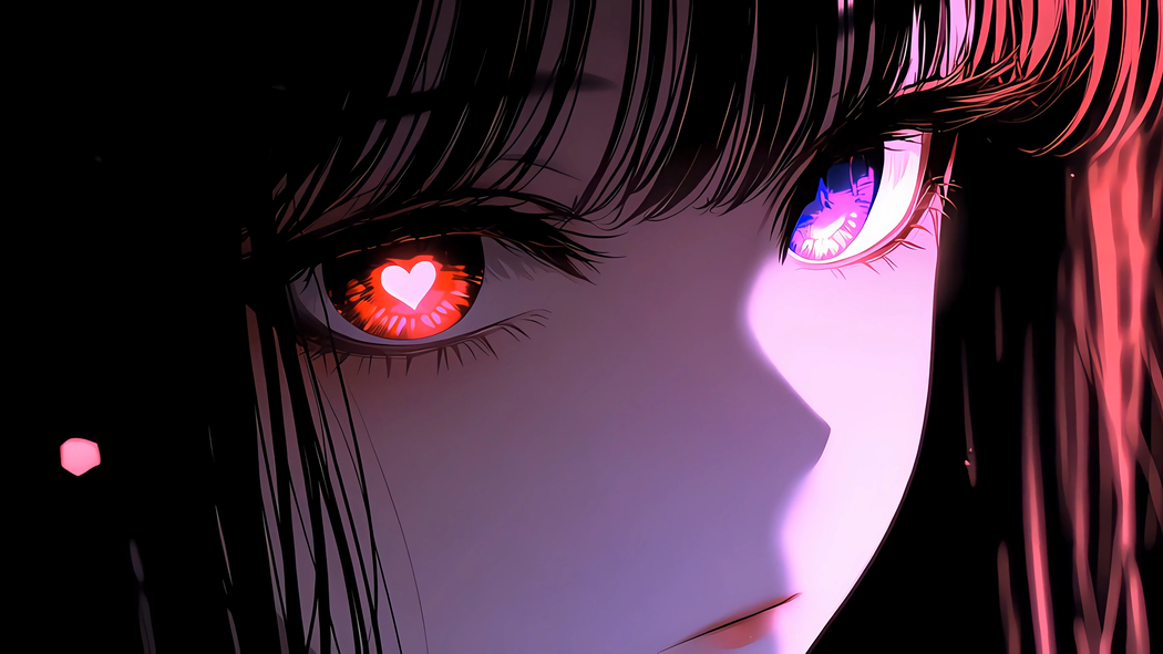 高清4K动漫壁纸，少女眼含爱心俏脸特写3840x2160下载