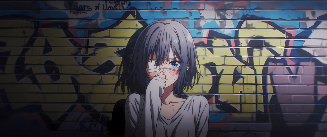 4K高清！小鸟游六花涂鸦墙3440x1440带鱼屏动漫壁纸下载