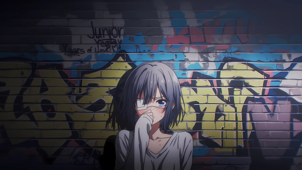 高清4K壁纸下载，小鸟游六花动漫涂鸦墙3840x2160