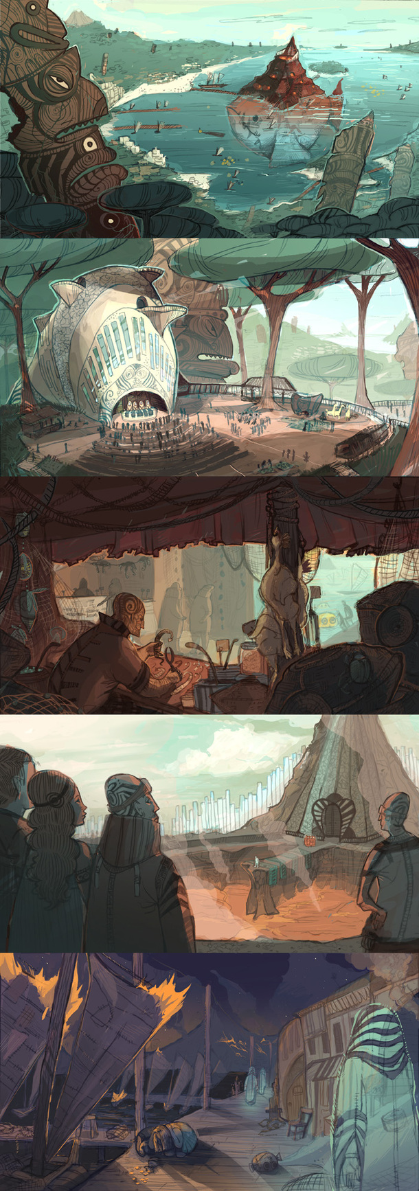 鲸鱼城堡希腊主题高清PNG透明背景卡通手绘设计素材下载