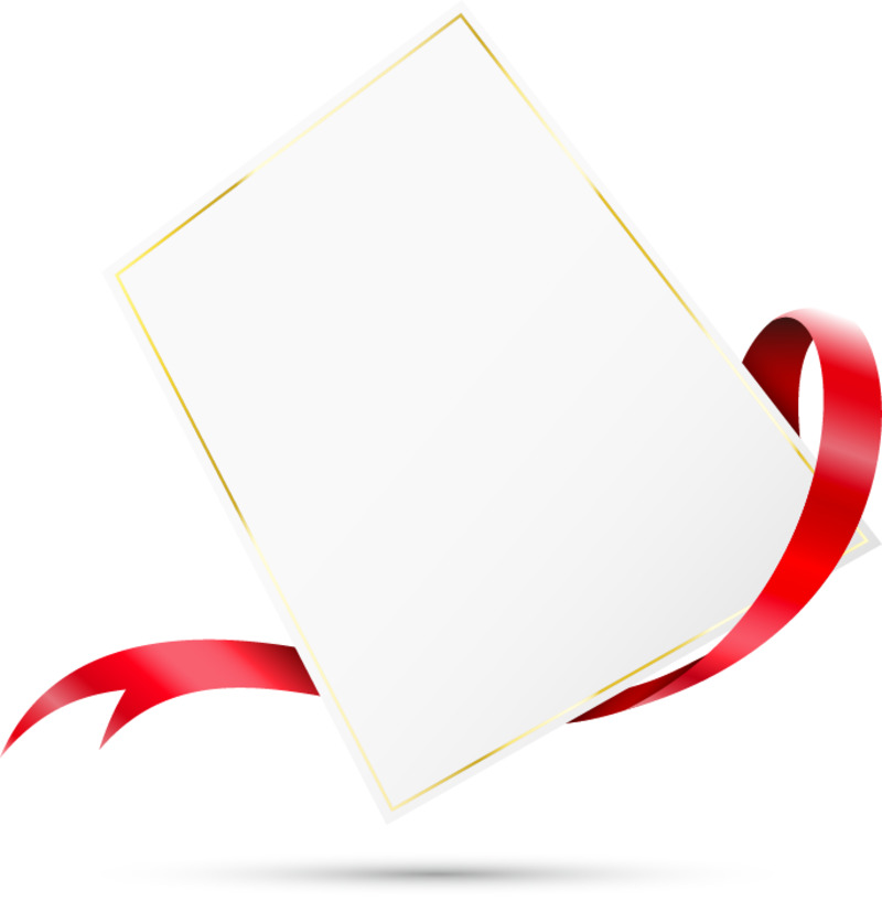 高清透明手绘金色飘带边框PNG设计素材，漂浮彩带元素图片下载