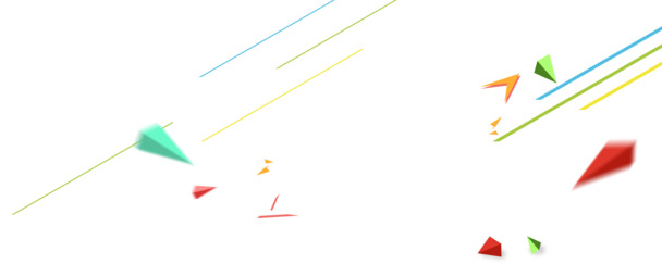 高清透明PNG漂浮几何元素设计素材-彩色抽象立体块与线条图片下载