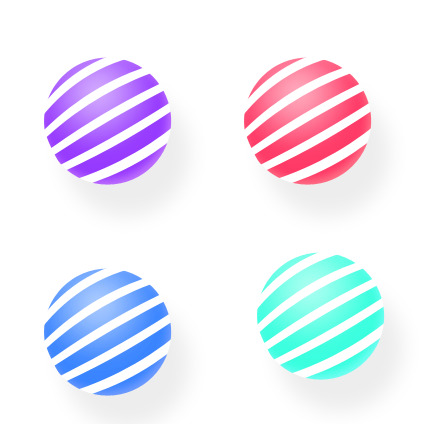 高清透明PNG，紫红蓝绿圆球漂浮几何元素设计素材下载