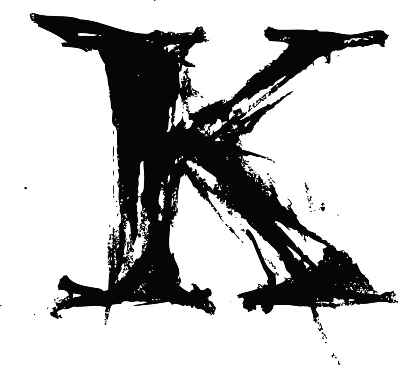 中国风水墨笔触字母K高清PNG透明底装饰设计素材下载