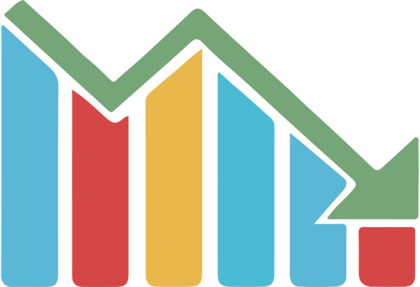 高清透明PNG装饰素材，彩色柱图与折线图PPT设计图片下载