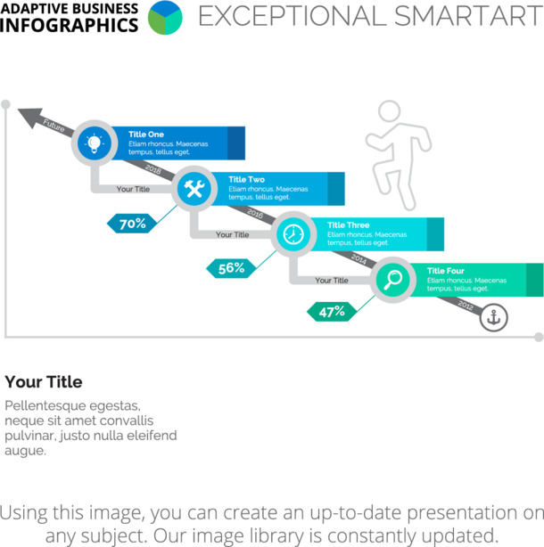 高清透明PNG向上阶梯信息图表，PPT设计装饰素材下载