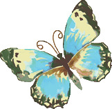 高清透明彩绘蓝蝶飞翔PNG图，动物装饰设计素材下载