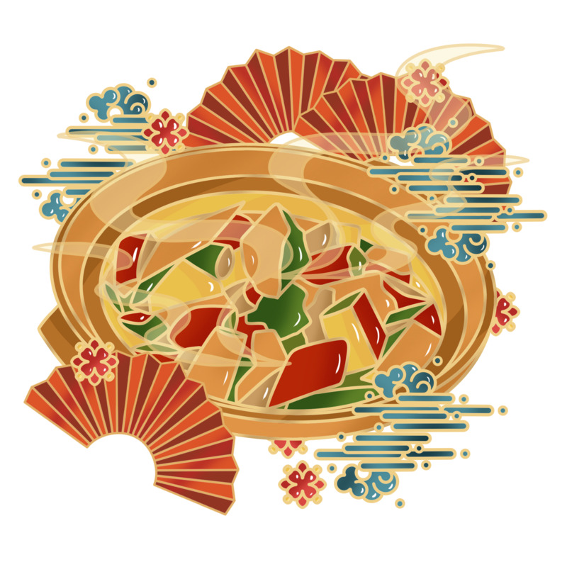 中国风国潮黄焖鸡美食高清PNG透明装饰素材图片设计下载