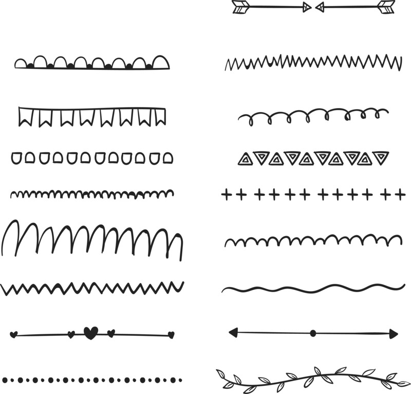 手绘风格分隔栏高清PNG透明背景装饰花纹设计素材免费下载