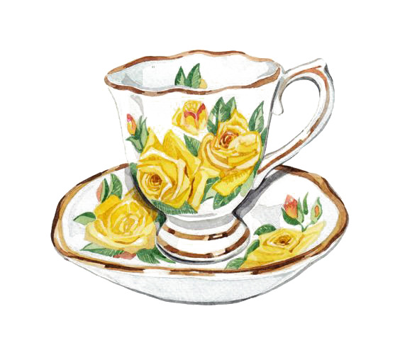 欧美风格茶杯高清PNG透明底装饰花纹设计素材免费下载