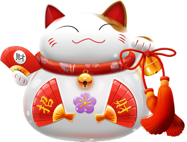 招财猫日本风与中国风融合高清PNG透明装饰素材图片设计下载
