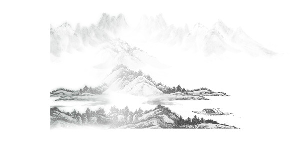 水墨山水底纹高清PNG透明中国风装饰元素设计素材免费下载