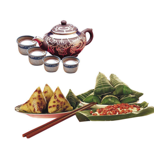 端午节高清透明PNG图片素材下载，含茶饮粽子等节日设计元素