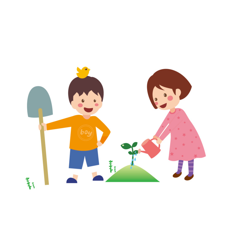 植树节儿童植树高清透明PNG图及AI设计素材节日元素下载
