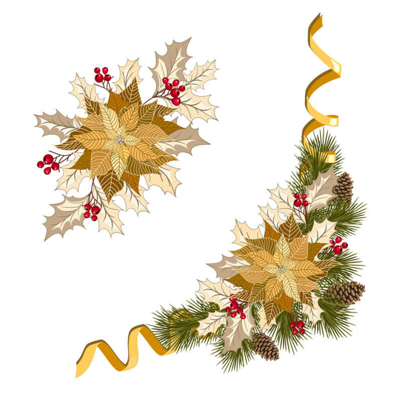圣诞节贺卡设计素材，高清透明PNG节日花边与元素图片下载
