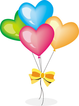 教师节&圣诞节彩色爱心气球高清透明PNG图片设计素材下载