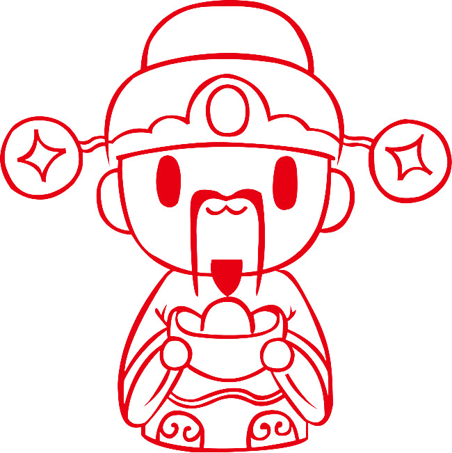 财神卡通高清透明PNG图，元旦春节元宵节日设计素材下载