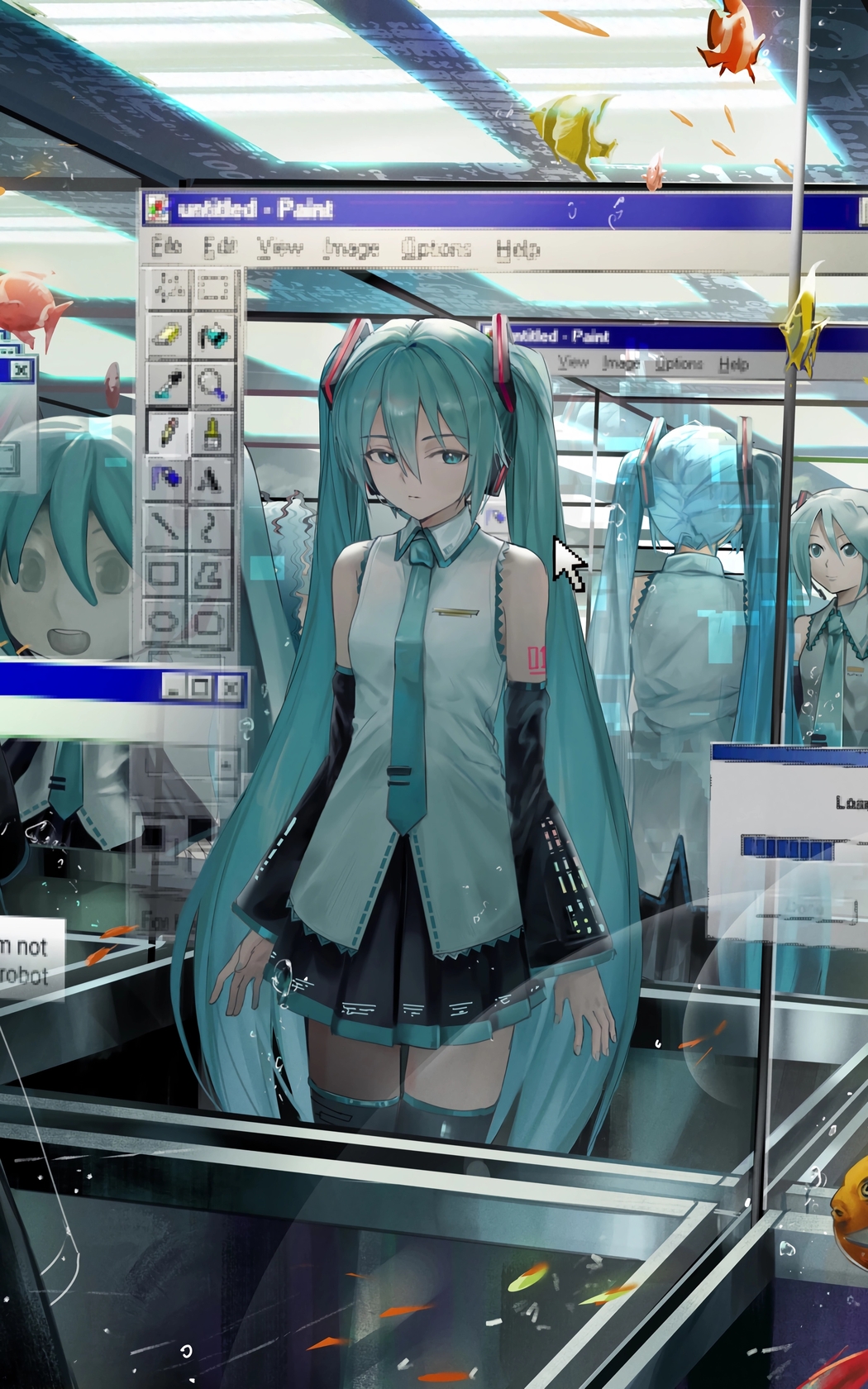初音未来动漫女孩长发优雅站立 4K竖屏高清手机壁纸2400x3840下载
