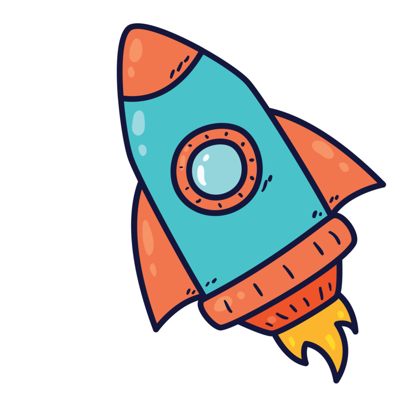 扁平化手绘卡通小火箭高清透明PNG图片设计素材下载