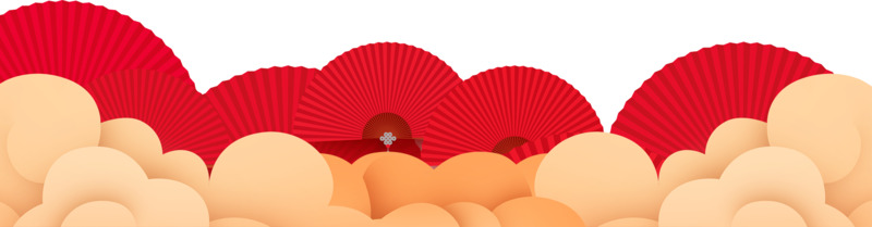 春节手绘卡通红色扇子装饰高清透明PNG图片设计素材下载