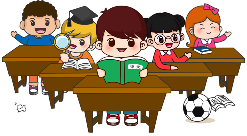 高清透明手绘卡通学生上课场景PNG素材下载