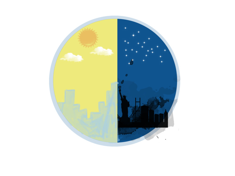 高清透明手绘卡通元素，白天黑夜主题PNG图片设计素材下载